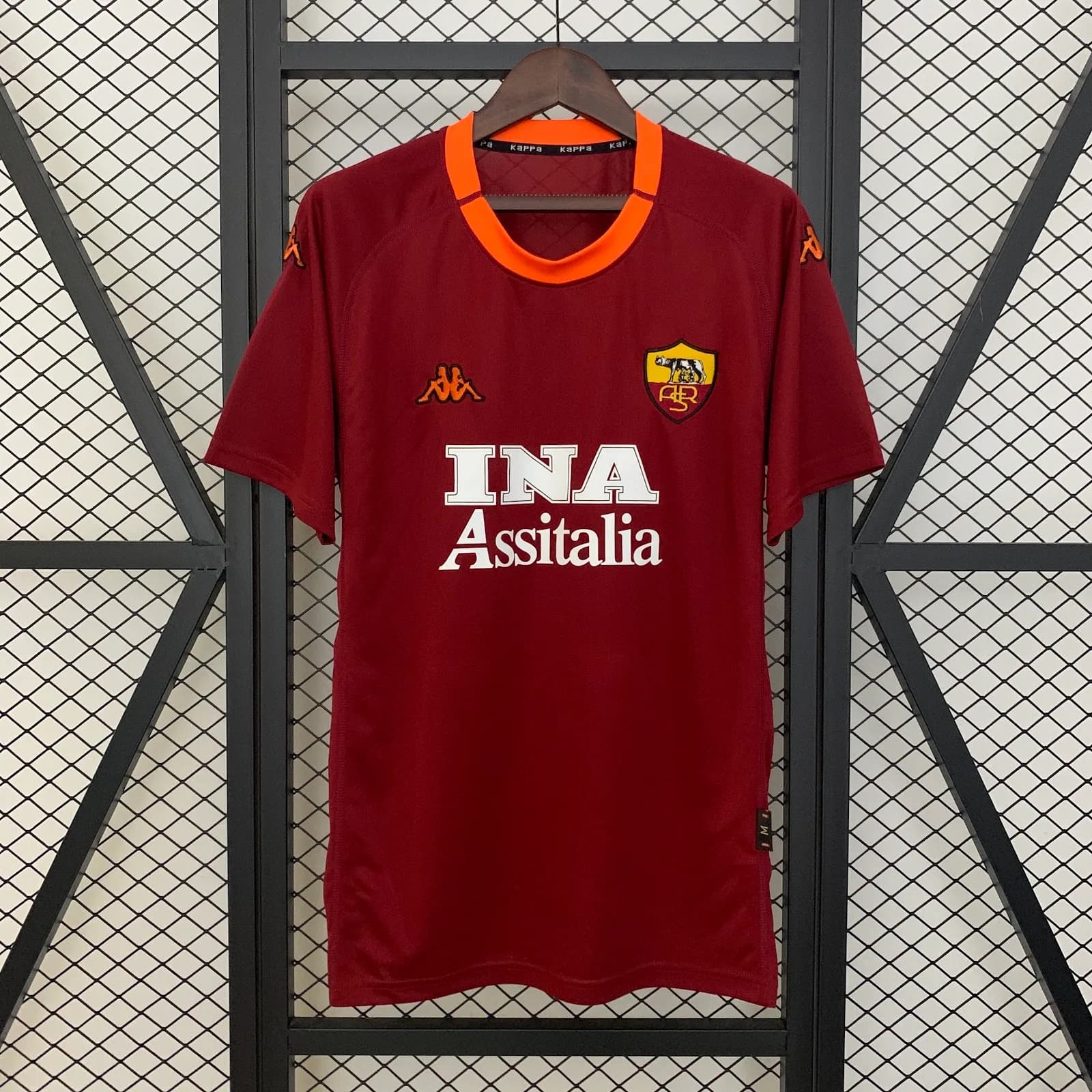 Camiseta Roma – Titular retro con patrocinadores – 2000-01