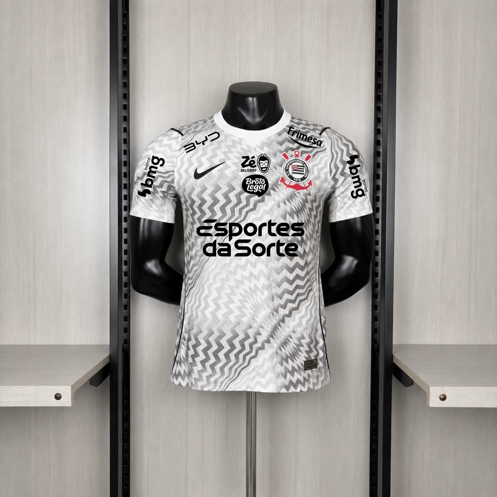 Camiseta Corinthians – Arquero gris versión jugador con patrocinadores – 2026-27