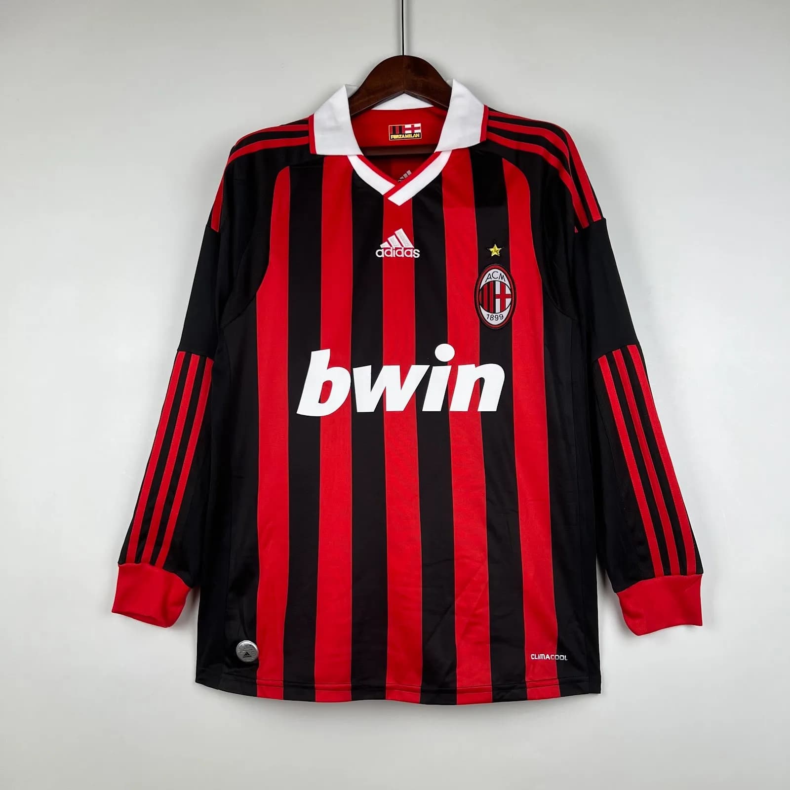 Camiseta AC Milan – Titular manga larga Retro con patrocinadores – 2009-10